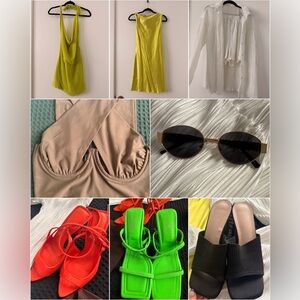 Spring Summer Bundle Small 7 Zara Dress Pleated Set Heels Sandals
